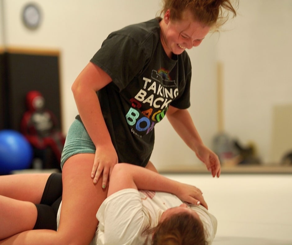 Students participating in a free Jiu-Jitsu class at Kingdom Jiu-Jitsu Academy in Yukon, Oklahoma.