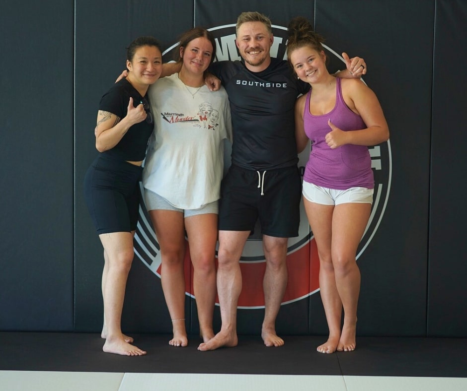 Women practicing self-defense techniques at Kingdom Jiu-Jitsu Academy in Yukon, Oklahoma.